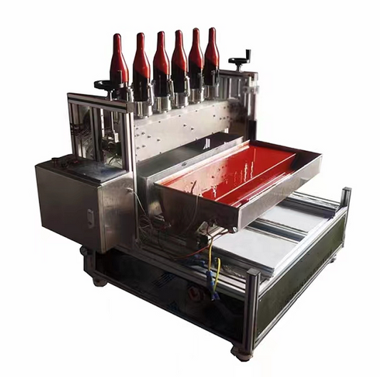 Wax sealing machine for 6 bottles, coats 260 bottles/hour
